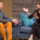 Scott Aukerman (left), Lizzy Caplan